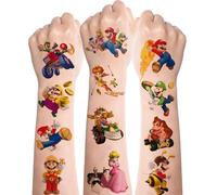 DEen Kids Tattoos 8 Sheets,Cute Super Mario Temporary Tattoos for Kids,Waterproof Childrens Fake Tattoo Stickers for Boys Kids Party Bag Fillers Birthday Gift Favour Supplies, 10.9*15.5cm
