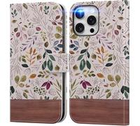DEENAKIN for iPhone 13 Pro Max Wallet Case with Card Holder + Cash Clip, RFID-Blocking, Military-Grade Drop Protection, Magnetic Closure with Leather Kickstand - Vibrant Foliage