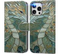 DEENAKIN for iPhone 14 Pro Max Wallet Case with Card Holder + Cash Clip, RFID-Blocking, Military-Grade Protection & UV-Printed Artwork, Magnetic Closure with Leather Stand - an Abstract Dragon