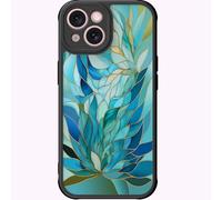 DEENAKIN for iPhone 15 Plus Case Cute,Aesthetic Floral Hard Shell,Compatible with Magsafe,Trendy Unique Cool Retro Western Coquette Protective Slim Phone Cover for Women Girls,Blue Leaves Flower