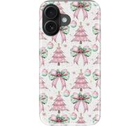 DEENAKIN for iPhone 16 Case Cute - Wireless Charging Compatible - Dual-Layer Soft Silicone + Hard Shell - Stylish Wildflower Design - Chic Phone Cover for Women - Pink Christmas Cheer