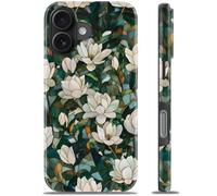 DEENAKIN for iPhone 16 Case - Wireless Charging Compatible - Dual-Layer Hard Shell & Silicone Cover - Shockproof Protective Phone Case with Trendy Cute Designs for Women - Magnolia Bloom Design