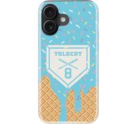 DEENAKIN for iPhone 16 Plus Case Cute - Wireless Charging Compatible - Dual-Layer Soft Silicone + Hard Shell - Stylish Wildflower Design - Chic Phone Cover for Women - Blue Ice Cream