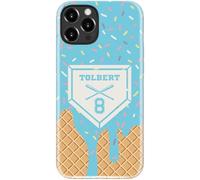 DEENAKIN for iPhone 16 Pro Max Case Cute - Wireless Charging Compatible - Dual-Layer Soft Silicone + Hard Shell - Stylish Wildflower Design - Chic Phone Cover for Women - Blue Ice Cream