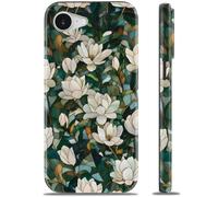 DEENAKIN for iPhone 16e Case - Wireless Charging Compatible - Dual-Layer Hard Shell & Silicone Cover - Protective Phone Case with Trendy Cute Designs for Women - Magnolia Bloom Design