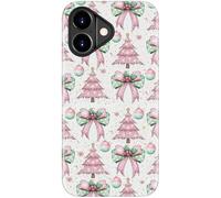 DEENAKIN for iPhone 17 Case Cute - Wireless Charging Compatible - Dual-Layer Soft Silicone + Hard Shell - Stylish Wildflower Design - Chic Phone Cover for Women - Pink Christmas Cheer