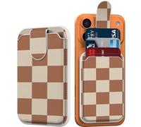 DEENAKIN for MagSafe Wallet,3 Card Holder With RFID Blocking, Slim Magnetic Wallet for iPhone 17/16/15/14/13/12 Series and Samsung Phone with Cute Trendy Designs, Brown Checkered Pattern