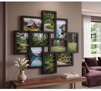 Deenz 10-Multi Opening Photo Frame Wall Hanging Family Collage 6X4'' Black Aperture Picture Living Room Deco Large 55.3X49.5X2.5Cm