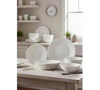 DEENZ 12 Piece Dinner Serving Set Opal Glass Microwave/Dishwasher Safe 4X Dinner Plates, 4X Side Plates & 4X Bowls Home Decor Luxury Tableware Collection Everyday Use Crockery Gift Idea (Ribbed Edge)