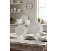 Deenz 12 Pieces Ribbed Edge Dinner Set Opal Glass Microwave/dishwasher Safe 4X Dinner Plates, 4X Side Plates & 4X Bowls Home Decor