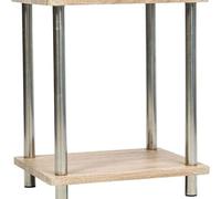 Deenz 2 Tier Oak Side Table With Stainless Steel Legs Storage Table Coffee Table