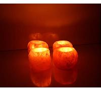DEENZ 2 X HIMALAYAN CRYSTAL ROCK SALT CANDLE TEA LIGHT HOLDER 100% NATURAL PREMIUM AND FINE QUALITY (2x Candle Holder)