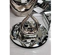DEENZ 20cm Round Diamante Mirrored Crystal Candle Plate Candle Holder Loose Jewel Candle Holder an Elegant Addition to Your Home- Best Gift