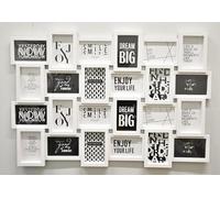 DEENZ 24 Picture Multi Aperture Zig Zag Style Photo Frame For 24 Photos Holds 6x4 Home Decoration, Living Room, Bedroom Room, Eye-Catching Design (White)