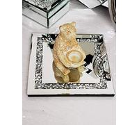 DEENZ 25cm Square Diamante Mirrored Crystal Candle Plate Candle Holder Loose Jewel Candle Holder an Elegant Addition to Your Home- Best Gift