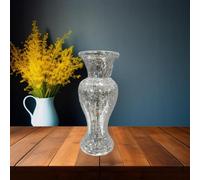 DEENZ 26Cm Ceramic Silver Mirror Diamante Bling Sparkling Flower Vase