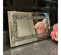 Deenz 28X17Cm 2X Diamante Mirrored Crystal Candle Plate Tray Candle Holder Display Plate Table Centerpiece Crushed Jewel Home Decor Accessory Bedroom Living Room Bathroom Gift Idea