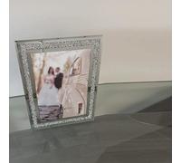 Deenz 2X Crushed Crystals Photo Frame Silver Mirrored Crushed Jewel Crystal Diamante Picture Frame Pack Of 2 (A4)