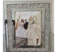 Deenz 2X Crushed Crystals Photo Frame Silver Mirrored Crushed Jewel Crystal Diamante Picture Frame Pack Of 2 (6X4 Inch)