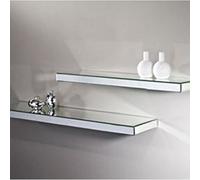 Deenz 2X Silver Mirrored Glass Shelves Floating Wall Shelf Display Ladges Storage Bedroom, Living Hallway 60X15X5 Cm (Dez352)
