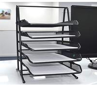DEENZ 3 Tier 4 Tier 5 Tier Wire MESH Letter Tray Stackable Scratch Resistant Desk Organiser Document Letter File Storage for Home and Office USE Black (5 Tier)