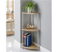 DEENZ 3 Tier Corner Shelf End Table Organizer Unit Oak