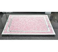 Deenz 30 X 40 Cm Pink Crushed Diamond Gift Large Work Top Saver Heat Resistant Glass Chopping Board Silver Pink Display Gift Present for All Occassion Home Decor