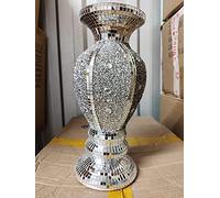 Deenz 30cm Silver Vase Sparkle Ornament Crushed Diamond Flower Pot