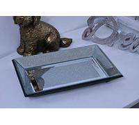 Deenz 30X20Cm New Glitter Plate Diamante Mirror Candle Plate Mirrored Tray Plate Home Décor Eye Catching Lovely Display