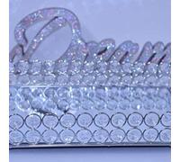 Deenz 30X22Cm Mirrored Cosmetic Rectangle Double Beaded Tray (Round Crystal) Silver Organiser Glass Metal Platters Bathroom Holder