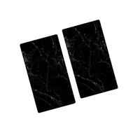 Deenz 30X52Cm Set Of 2 Black Marbel Effcts Universal Hob Cover Plate Tempered Glass Worktop Saver Dishwasher Safe 4Mm All Types Of Cookers (Hob Covers)