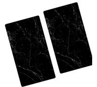 Deenz 30X52Cm Set Of 2 Black Marbel Effcts Universal Hob Cover Plate Tempered Glass Worktop Saver Dishwasher Safe 4mm (Hob Covers)
