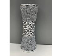 Deenz 35Cm Large Ceramic Flower Vase Design Silver Diamante Bling Sparkling Home Decoration Flower Vase