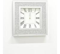 Deenz 35X35Cm Wall Clock Square Rainbow Crushed Diamond Crystal Mirror Crushed Jewel Roman Numbers Clock Home Deco