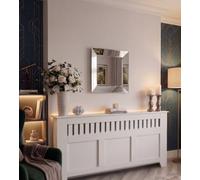 Deenz 3D Effect Silver Bevelled Edges Square Shape Wall Mounted Mirror Plastic Frame Home Décor Smooth Surface Present Idea 39.5Cm