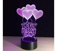 Deenz 3D Visual Lamp Optical Illusion Led Night Light,amazing 7 Colors Modern Touch Sensitive Switch Acrylic (Birth Day Heart)