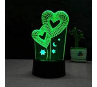 Deenz 3D Visual Lamp Optical Illusion Led Night Light,amazing 7 Colors Modern Touch Sensitive Switch Acrylic (Moon Star Heart)