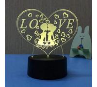 Deenz 3D Visual Lamp Optical Illusion Led Night Light,amazing 7 Colors Modern Touch Sensitive Switch (Hear Boy And Girl Love)