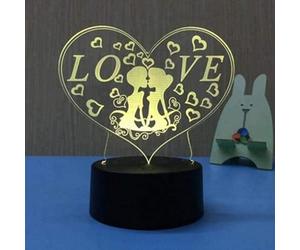 Deenz 3D Visual Lamp Optical Illusion Led Night Light,amazing 7 Colors Modern Touch Sensitive Switch (Hear Boy And Girl Love)