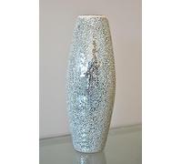 Deenz 40 Cm Crackle Flowers Vase Tabletop Vases For Home Decorations Centrepiece For Party Event Home Décor Gift (Silver)