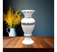 DEENZ 40Cm Beautiful Zig Zag Ceramic Mosaic Vase White Crystal (White)