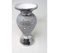 Deenz 40cm Silver Vase Statue Ornament Diamond Crushed Mirrored Flower Pot