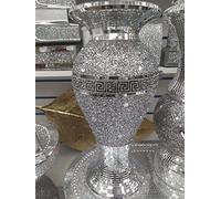 Deenz 40Cm Sparkle Diamond Crushed Crystal Sparkly Silver Mirrored Floor Vase Style 054