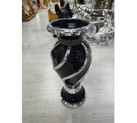 DEENZ 40Cm Spiral Crushed Diamond Ceramic Flower Vase Black V071
