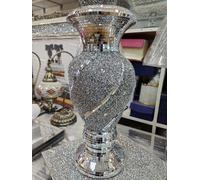 DEENZ 40Cm Spiral Crushed Diamond Ceramic Flower Vase Silver V019