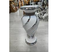 Deenz 40Cm Spiral Crushed Diamond Ceramic Vase Sculpture Flower Pot Sparkle Ornament Bling Vase Handmade (White V070)