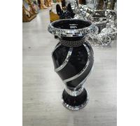 Deenz 40Cm Spiral Crushed Diamond Ceramic Vase Sculpture Flower Pot Sparkle Ornament Bling Vase Handmade (Black V071)