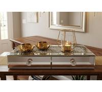 Deenz 40X20Cm Crushed Diamond 2 Drawer Crystal Silver Mirrored Jewellery Box Organiser Eye Catching Design Storage Decor
