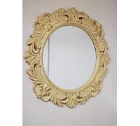 DEENZ 51Cm Brushed Gold Rustic Effect Round Wall Mirror Antique Style Home Decor Mirror (Cream Brushed Gold Rustic)