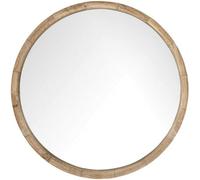 Deenz 52Cm Large Round Wood Wall Mounted Mirror Wooden Frame Bathroom Living Room
